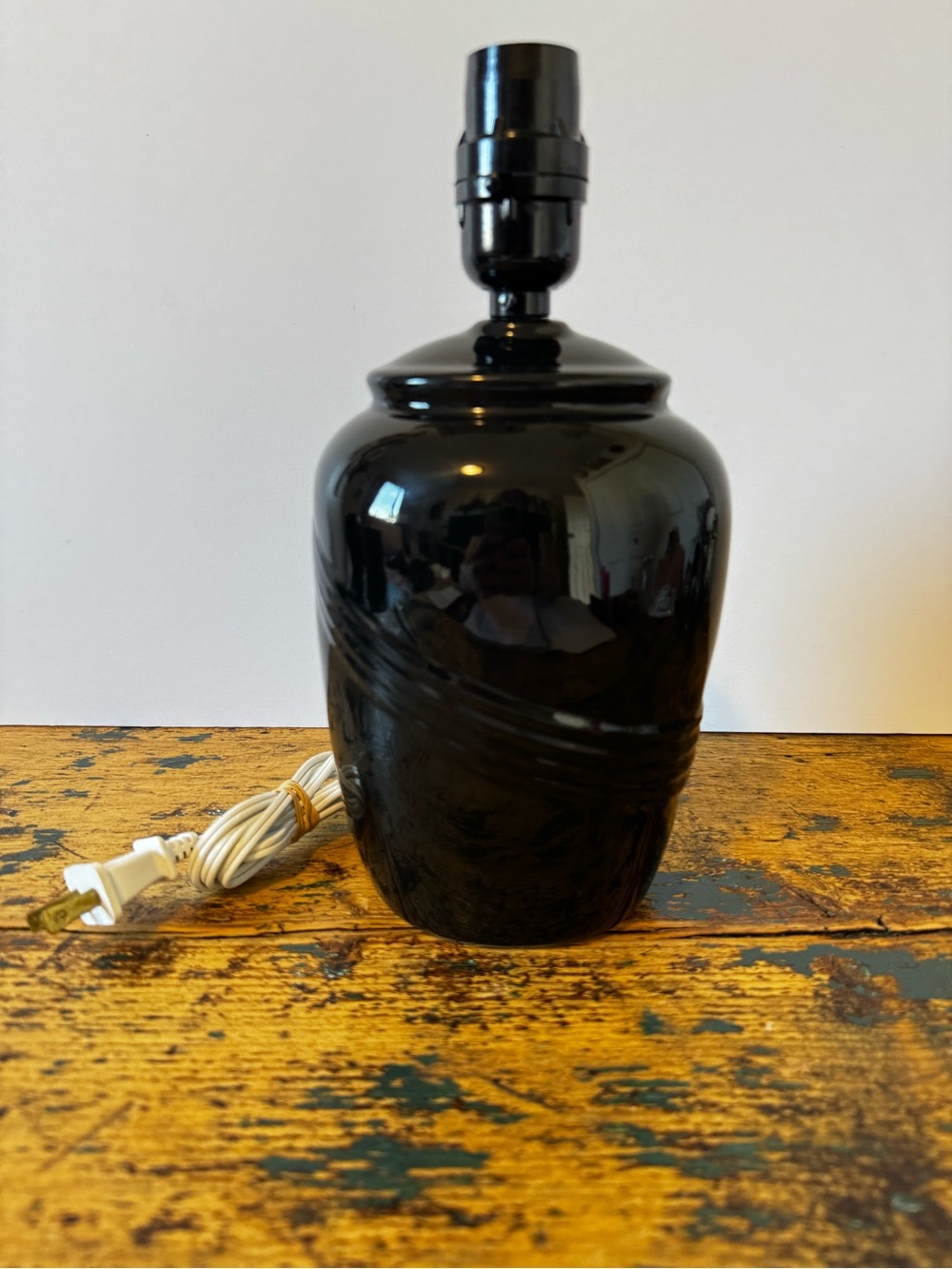 Glossy Black Ceramic Table Lamp Base
